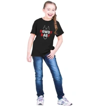 Girls Cotton Rowdy Baby Half Sleeve TShirt (Black) - S, 0.25, Black