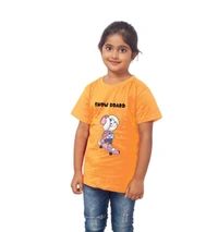 Girls Cotton Snow Board Half Sleeve TShirt (Mustard) - 2XL, 0.25, Mustard