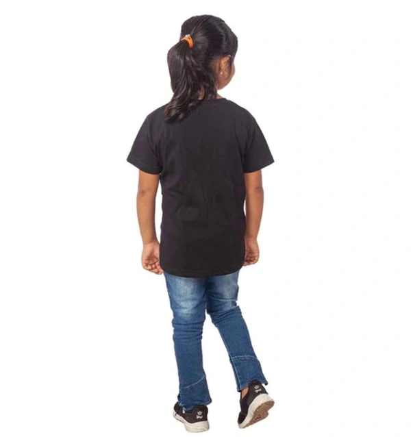 Girls Cotton Snow Board Half Sleeve TShirt (Black) - M, 0.25, Black