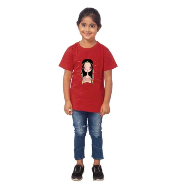 Girls Cotton Tribal Half Sleeve TShirt (Maroon) - 2XL, 0.25, Maroon