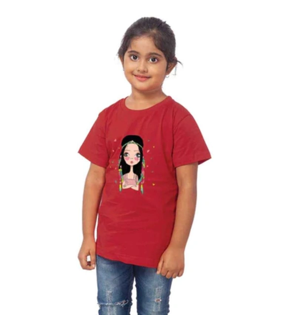 Girls Cotton Tribal Half Sleeve TShirt (Maroon) - 2XL, 0.25, Maroon