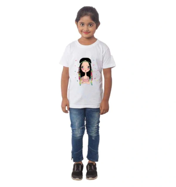 Girls Cotton Tribal Half Sleeve TShirt (White) - 2XL, 0.25, White