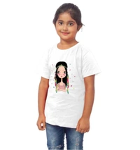 Girls Cotton Tribal Half Sleeve TShirt (White) - 2XL, 0.25, White