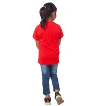 Girls Cotton Unicorn Face Half Sleeve TShirt (Red) - XL, 0.25, Red