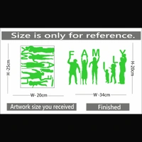 Shopnav Green Family Radium Wall Sticker - Finished OutPut Size: 34X20cm, 0.12, Green