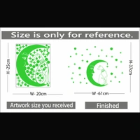 Shopnav Green Galaxy Of Stars With Moon Radium Night Glow Wall Sticker - Finished OutPut Size: 61X37cm, 0.12, Green