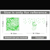 Shopnav Green Galaxy Of Stars With Moon Radium Wall Sticker - Finished OutPut Size: 119X68cm, 0.12, Green