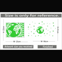 Shopnav Green Star And Earth Decorative Radium Sticker Wall Sticker - Finished OutPut Size: 96X41cm, 0.12, Green