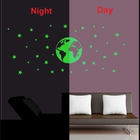 Shopnav Green Star And Earth Decorative Radium Sticker Wall Sticker - Finished OutPut Size: 96X41cm, 0.12, Green