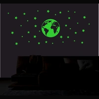 Shopnav Green Star And Earth Decorative Radium Sticker Wall Sticker - Finished OutPut Size: 96X41cm, 0.12, Green