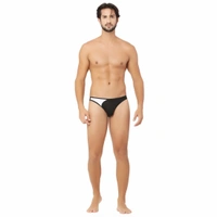 Men's Cotton Spandex Lace Thong Consists Of Two Strings Underwear Black And White - Black And White, 0.15, Thong Brief, L