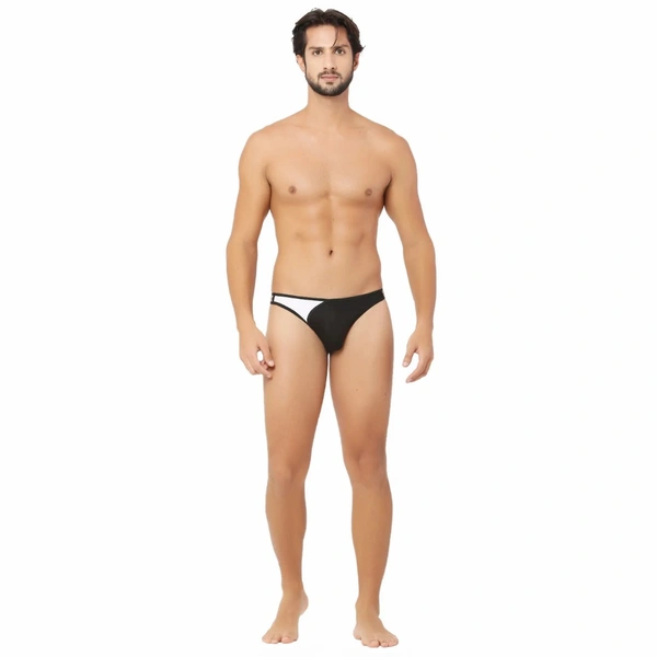 Men's Cotton Spandex Lace Thong Consists Of Two Strings Underwear Black And White - Black And White, 0.15, Thong Brief, L