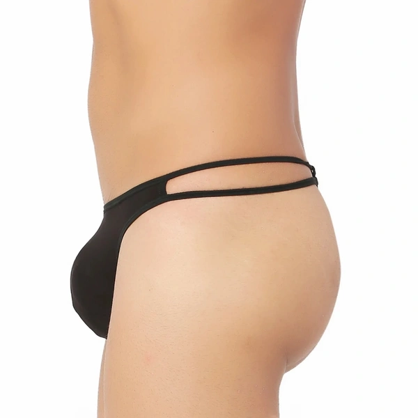 Men's Cotton Spandex Lace Thong Consists Of Two Strings Underwear Black And White - Black And White, 0.15, Thong Brief, L