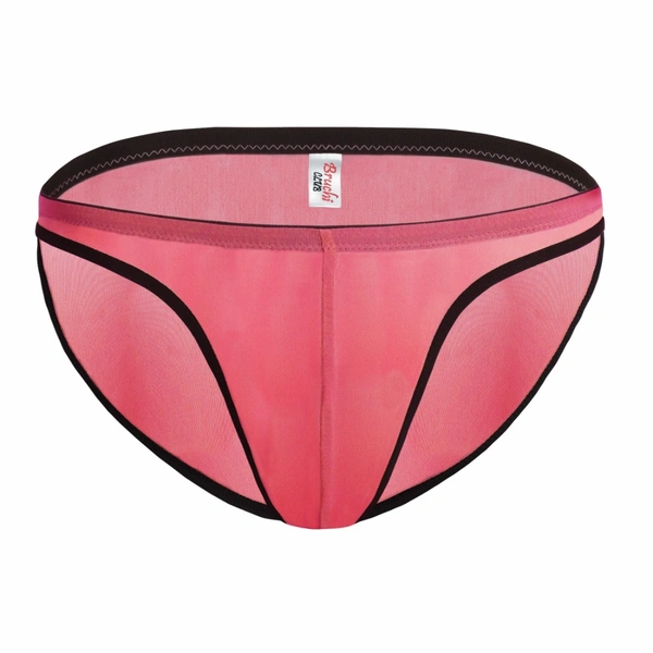 Men's Mesh Power Net Transparent Sexy Brief Underwear Coral