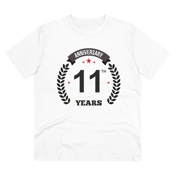 Men's PC Cotton 11th Anniversary Printed T Shirt (Color: White, Thread Count: 180GSM) - White, 0.25, Solid, XL