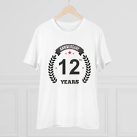 Men's PC Cotton 12th Anniversary Printed T Shirt (Color: White, Thread Count: 180GSM) - White, 0.25, Color Block, 2XL