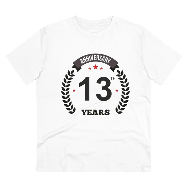 Men's PC Cotton 13th Anniversary Printed T Shirt (Color: White, Thread Count: 180GSM) - White, 0.25, Solid, 2XL