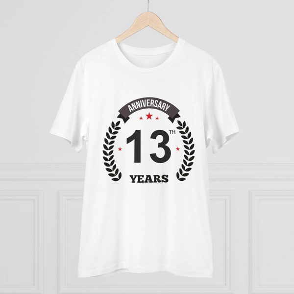 Men's PC Cotton 13th Anniversary Printed T Shirt (Color: White, Thread Count: 180GSM) - White, 0.25, Solid, 2XL