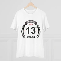 Men's PC Cotton 13th Anniversary Printed T Shirt (Color: White, Thread Count: 180GSM) - White, 0.25, Solid, 2XL