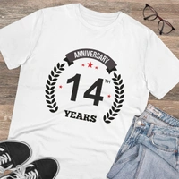 Men's PC Cotton 14th Anniversary Printed T Shirt (Color: White, Thread Count: 180GSM) - White, 0.25, Solid, S