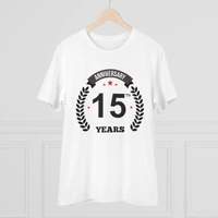 Men's PC Cotton 15th Anniversary Printed T Shirt (Color: White, Thread Count: 180GSM) - White, 0.25, Striped, L