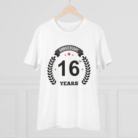 Men's PC Cotton 16th Anniversary Printed T Shirt (Color: White, Thread Count: 180GSM) - White, 0.25, Striped, XL