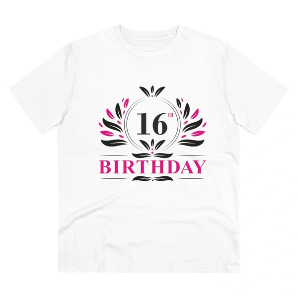 Men's PC Cotton 16th Birthday Printed T Shirt (Color: White, Thread Count: 180GSM) - White, 0.25, Striped, 2XL