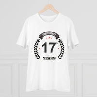 Men's PC Cotton 17th Anniversary Printed T Shirt (Color: White, Thread Count: 180GSM) - White, 0.25, Color Block, XL
