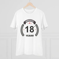 Men's PC Cotton 18th Anniversary Printed T Shirt (Color: White, Thread Count: 180GSM) - White, 0.25, Color Block, L