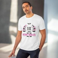 Men's PC Cotton 18th Birthday Printed T Shirt (Color: White, Thread Count: 180GSM) - White, 0.25, Checked, M