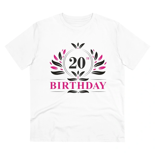 Men's PC Cotton 20th Birthday Printed T Shirt (Color: White, Thread Count: 180GSM) - White, 0.25, Printed, S