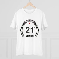 Men's PC Cotton 21st Anniversary Printed T Shirt (Color: White, Thread Count: 180GSM) - White, 0.25, Strip Line, 2XL