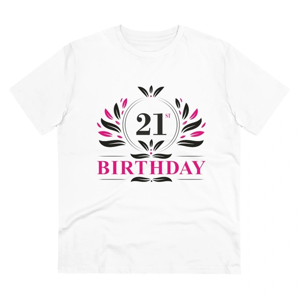 Men's PC Cotton 21st Birthday Printed T Shirt (Color: White, Thread Count: 180GSM) - White, 0.25, Printed, M