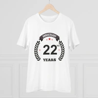 Men's PC Cotton 22nd Anniversary Printed T Shirt (Color: White, Thread Count: 180GSM) - White, 0.25, Strip Line, XL