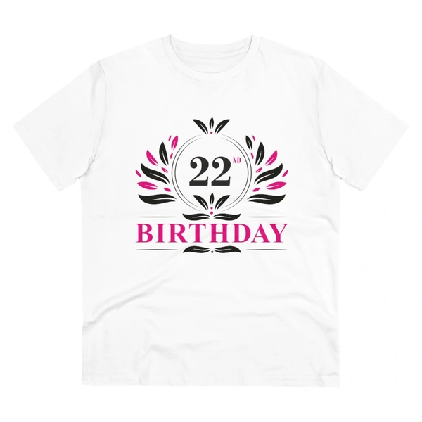 Men's PC Cotton 22nd Birthday Printed T Shirt (Color: White, Thread Count: 180GSM) - White, 0.25, Printed, L