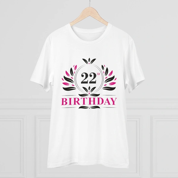 Men's PC Cotton 22nd Birthday Printed T Shirt (Color: White, Thread Count: 180GSM) - White, 0.25, Printed, L