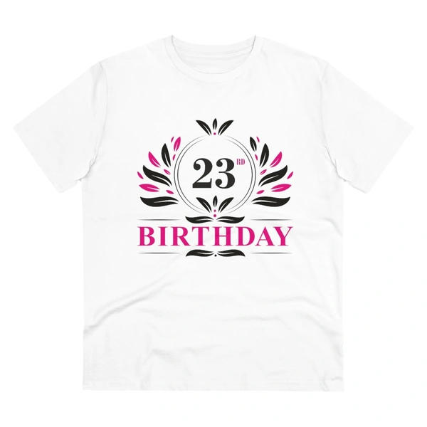 Men's PC Cotton 23rd Birthday Printed T Shirt (Color: White, Thread Count: 180GSM) - White, 0.25, Printed, S