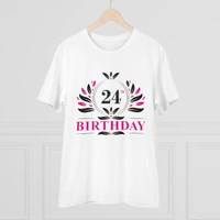 Men's PC Cotton 24th Birthday Printed T Shirt (Color: White, Thread Count: 180GSM) - White, 0.25, Printed, M