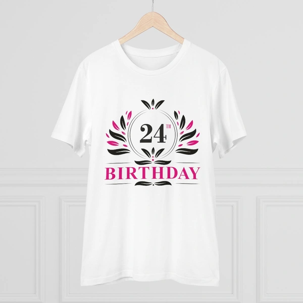 Men's PC Cotton 24th Birthday Printed T Shirt (Color: White, Thread Count: 180GSM) - White, 0.25, Printed, M