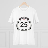 Men's PC Cotton 25th Anniversary Printed T Shirt (Color: White, Thread Count: 180GSM) - White, 0.25, Striped, 2XL
