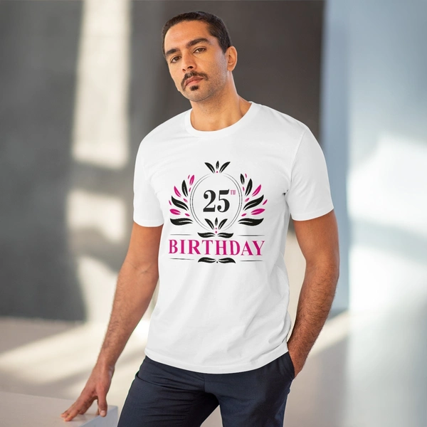 Men's PC Cotton 25th Birthday Printed T Shirt (Color: White, Thread Count: 180GSM) - White, 0.25, Printed, 2XL