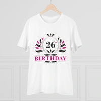 Men's PC Cotton 26th Birthday Printed T Shirt (Color: White, Thread Count: 180GSM) - White, 0.25, Striped, L