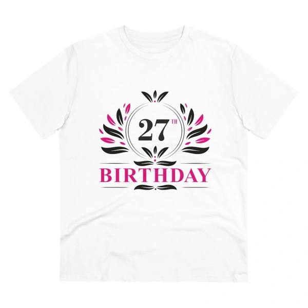 Men's PC Cotton 27th Birthday Printed T Shirt (Color: White, Thread Count: 180GSM) - White, 0.25, Printed, S