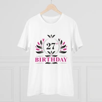 Men's PC Cotton 27th Birthday Printed T Shirt (Color: White, Thread Count: 180GSM) - White, 0.25, Printed, S