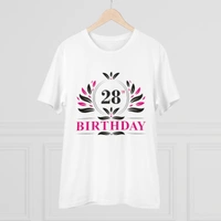 Men's PC Cotton 28th Birthday Printed T Shirt (Color: White, Thread Count: 180GSM) - White, 0.25, Striped, S