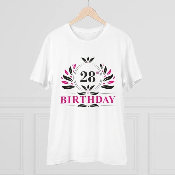 Men's PC Cotton 28th Birthday Printed T Shirt (Color: White, Thread Count: 180GSM) - White, 0.25, Striped, S
