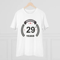 Men's PC Cotton 29th Anniversary Printed T Shirt (Color: White, Thread Count: 180GSM) - White, 0.25, Striped, L