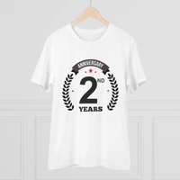 Men's PC Cotton 2nd Anniversary Printed T Shirt (Color: White, Thread Count: 180GSM) - White, 0.25, Striped, M
