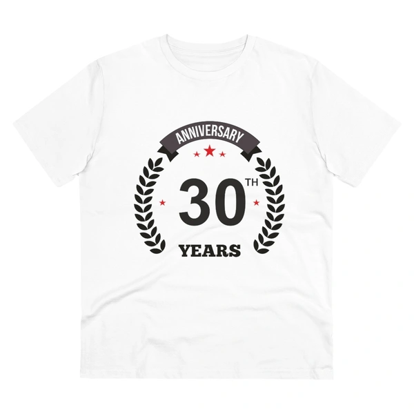 Men's PC Cotton 30th Anniversary Printed T Shirt (Color: White, Thread Count: 180GSM) - White, 0.25, Printed, S