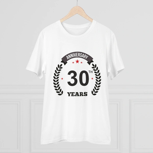 Men's PC Cotton 30th Anniversary Printed T Shirt (Color: White, Thread Count: 180GSM) - White, 0.25, Printed, S